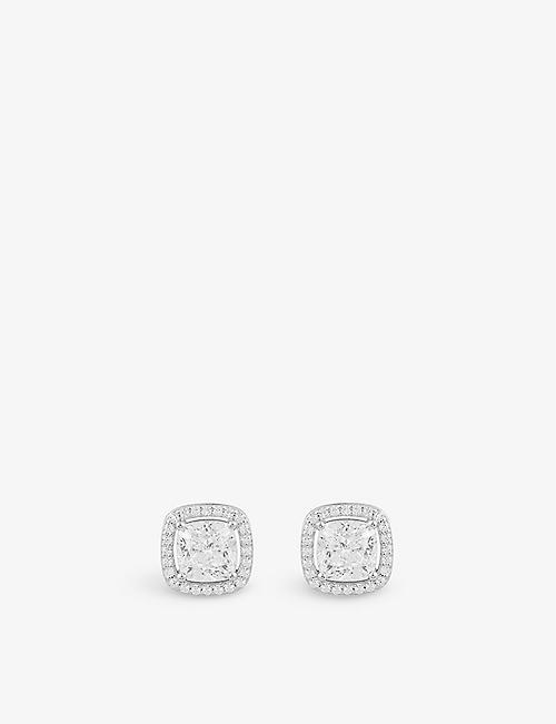 APM MONACO: Lumiere square sterling-silver and pavé zirconia stud earrings