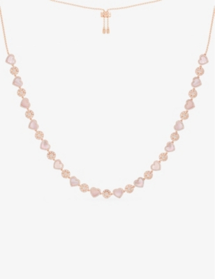 APM MONACO - Heart rose alloy, cubic zirconia and pink nacre