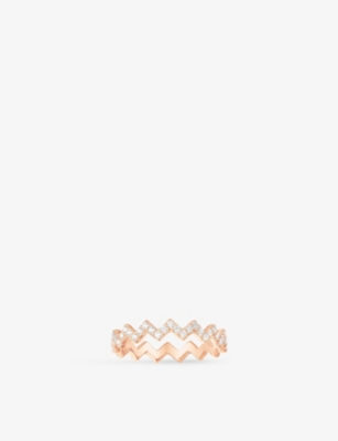 Apm Monaco Womens Rose Gold Up And Down Rose-alloy And Cubic-zirconia Ring