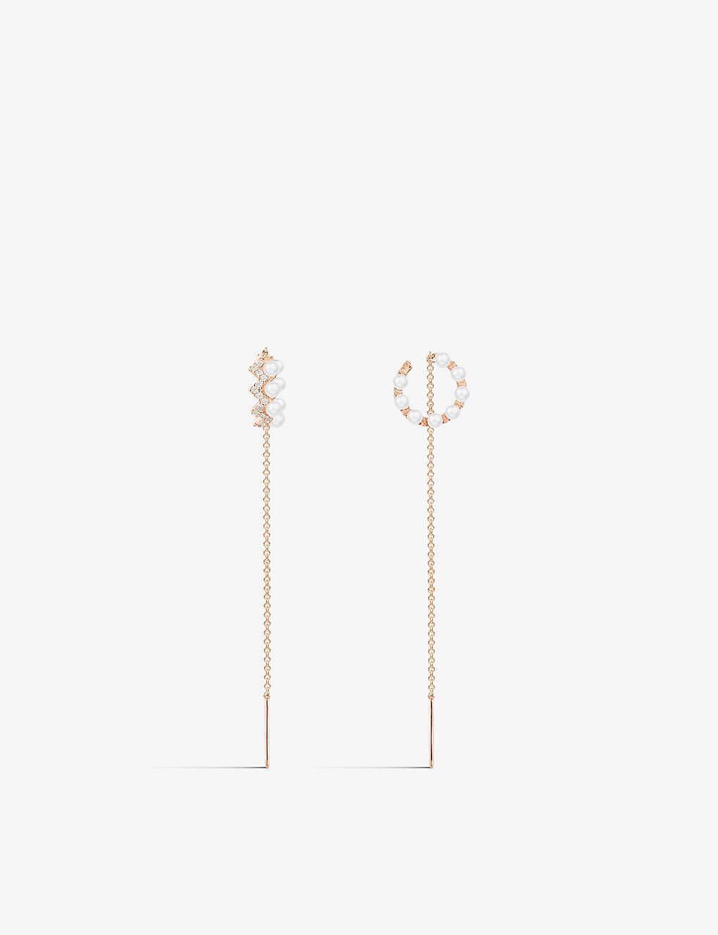 Apm Monaco Womens Rose Gold Up And Down 18ct Rose Gold-plated Metal And Pearl Ear Cuffs