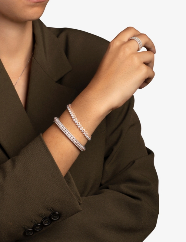 Up And Down 18ct rose gold-plated metal, zirconia and pearl bracelet