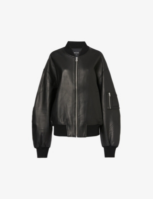 Meotine Womens Black Bianca Relaxedfit Leather Jacket ModeSens