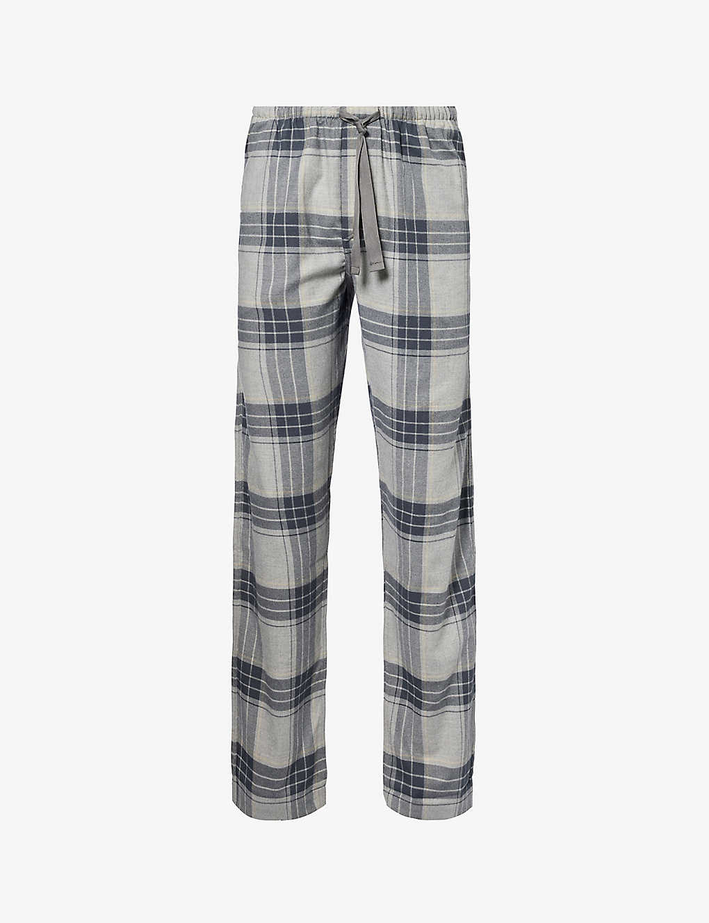 Zimmerli Mens Grey Check 024 Check-pattern Slip-pocket Cotton And Wool-blend Pyjama Bottoms