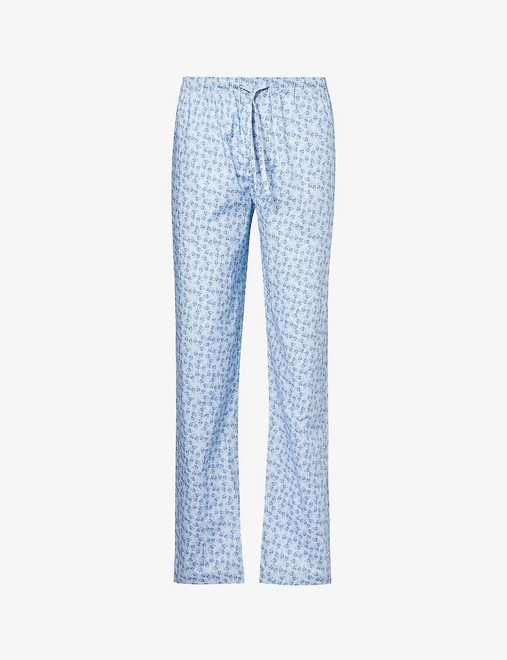 Zimmerli Mens Light Blue 505 Slip-pocket Patterned Cotton Pyjama Bottoms