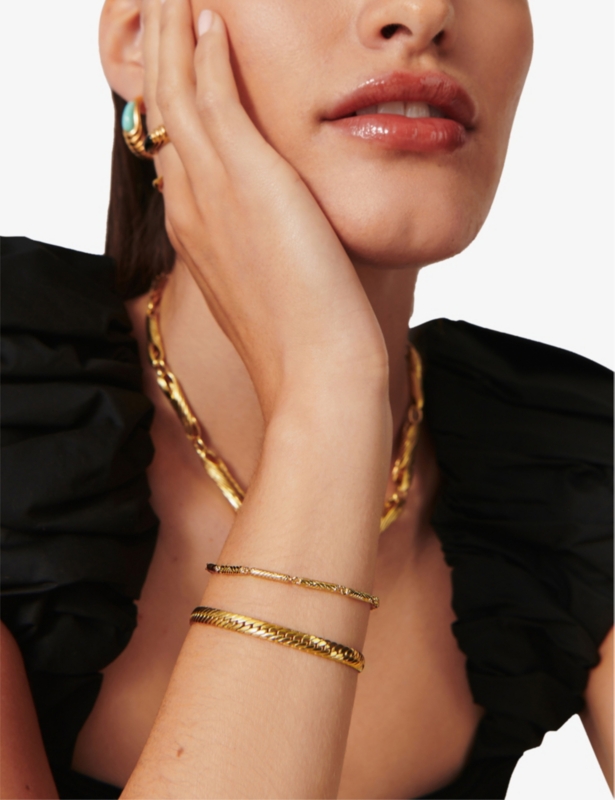 Wavy 18ct yellow-gold plated brass bracelet