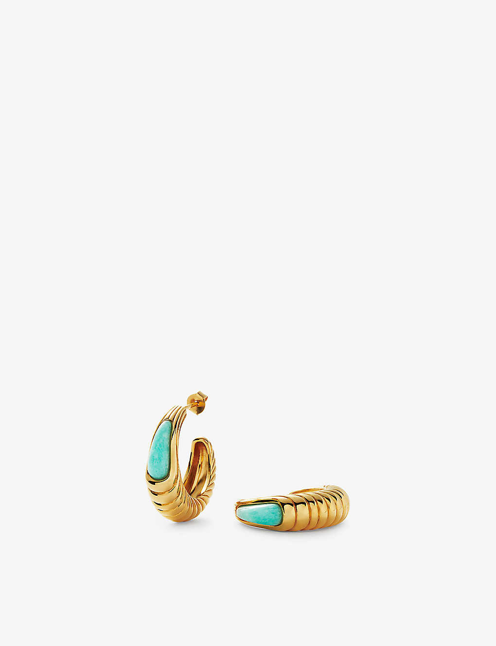 Missoma Womens Gold Wavy 18ct Recycled Yellow-gold Plated Brass And Amazonite Hoop Earrings