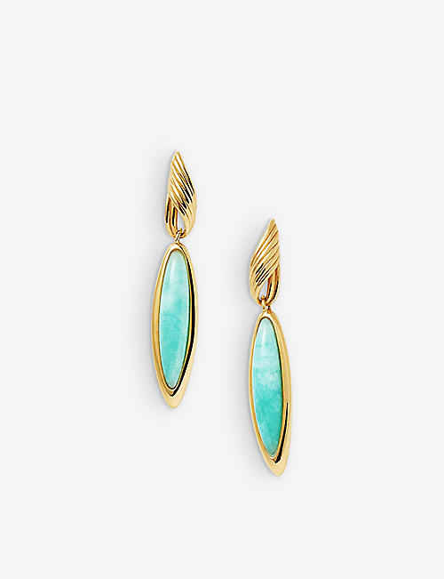 MISSOMA: Wavy 18ct recycled yellow-gold brass and amazonite drop earrings