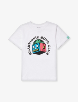 Billionaire Boys Club Boys White Kids Robot-print Regular-fit Cotton-jersey T-shirt 4-12 Years