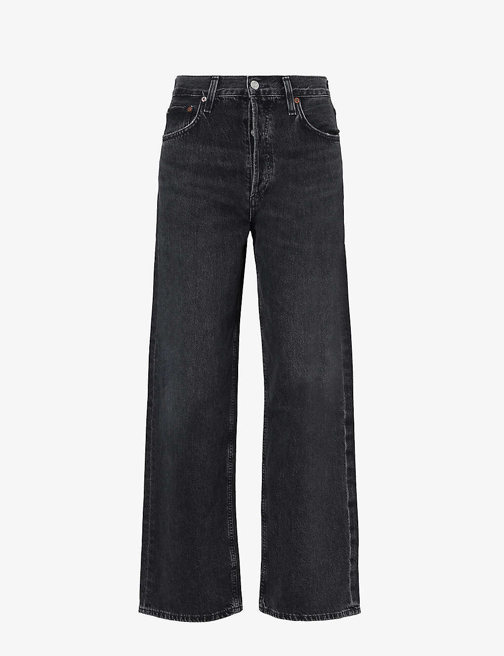 Shop Agolde Baggy Wide-leg Recycled Cotton-blend Denim Jeans In Black