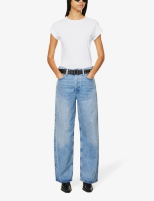 Agolde Womens Baggy Wide-leg Organic Cotton-blend Denim Jeans Libertine In Blue