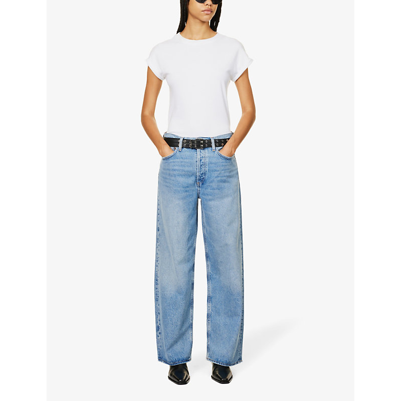 Shop Agolde Women's Libertine Baggy Wide-leg Organic Cotton-blend Denim Jeans In Blue