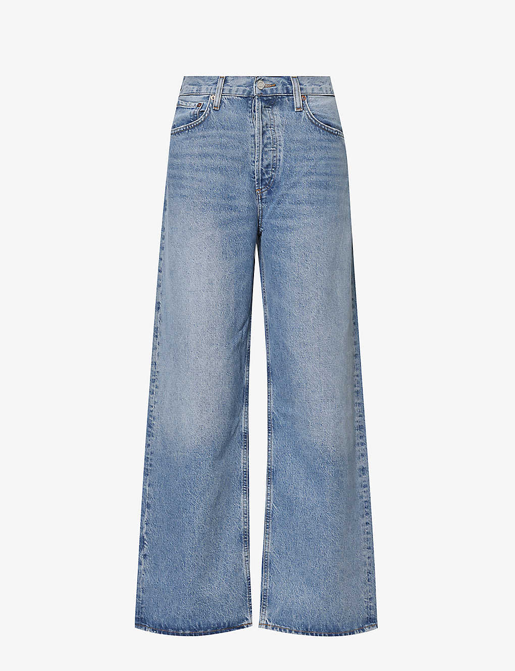 Agolde Womens Libertine Baggy Wide-leg Organic Cotton-blend Denim Jeans In Blue