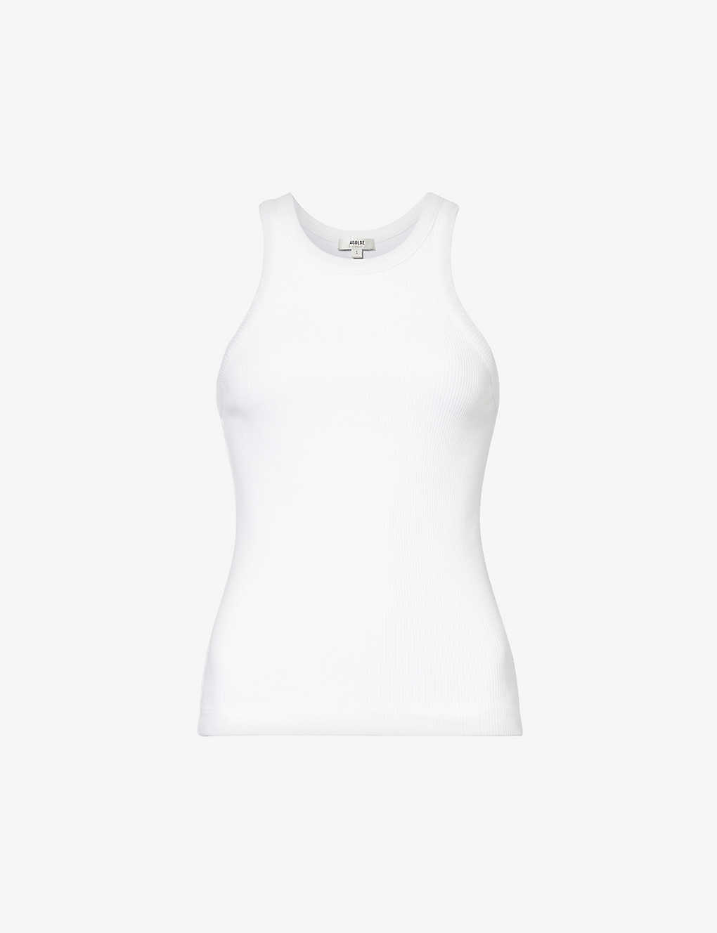 Shop Agolde Women's White Bailey Sleeveless Stretch Organic Cotton-blend Top