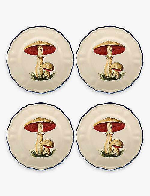 LES OTTOMANS: Mushroom ceramic salad plates set of four