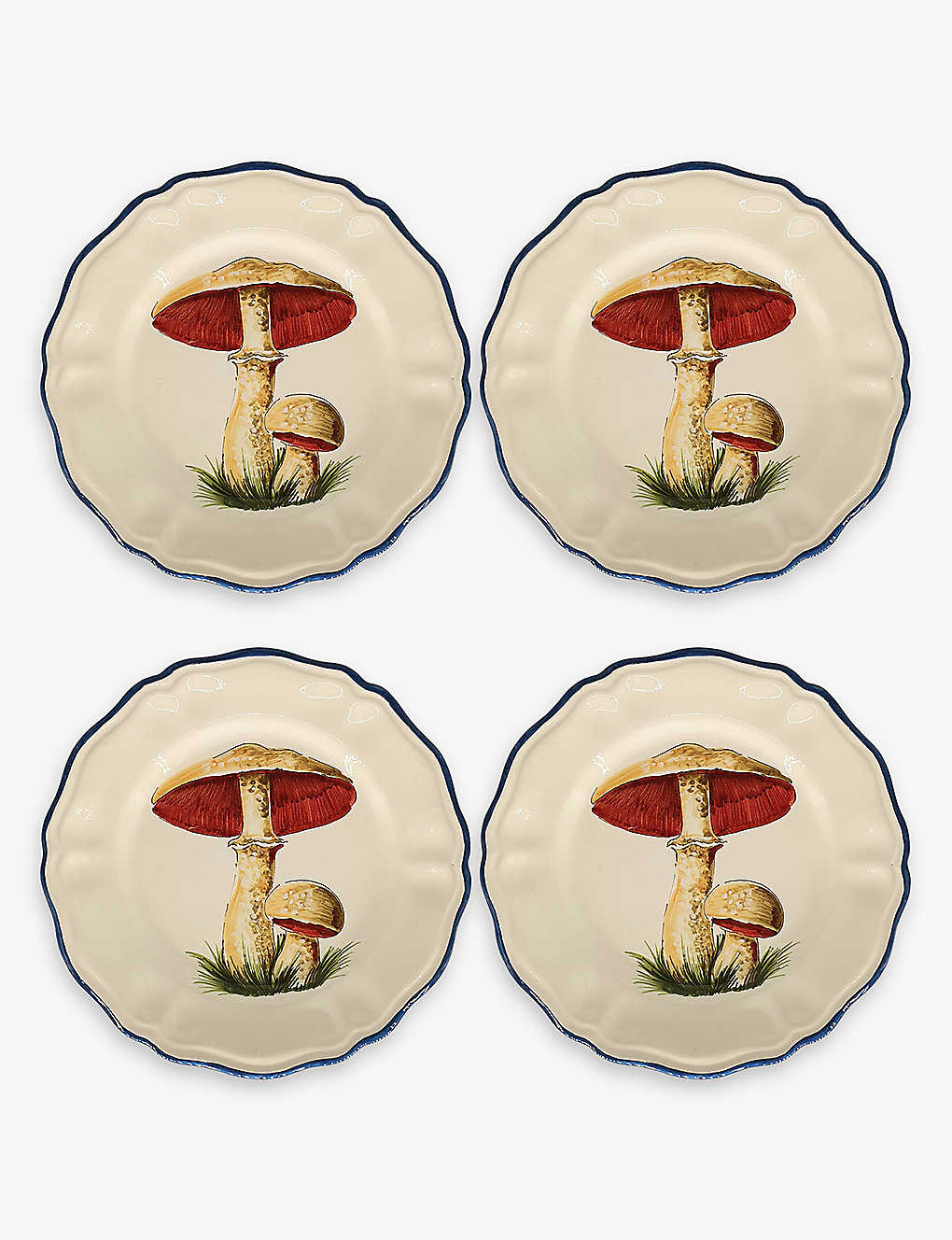 Les Ottomans Mushroom Ceramic Salad Plates Set Of Four In Neutral