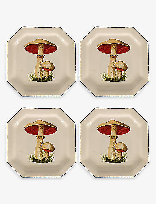 LES OTTOMANS: Mushroom ceramic square plates set of four