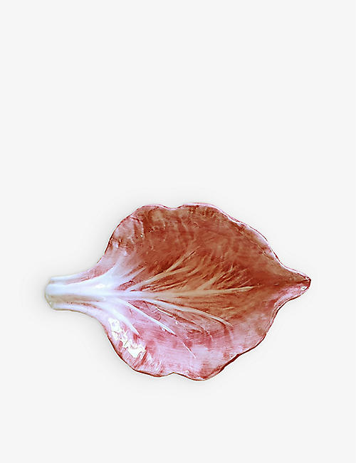 LES OTTOMANS: Radicchio leaf-shape small ceramic bowl 23 x 23cm