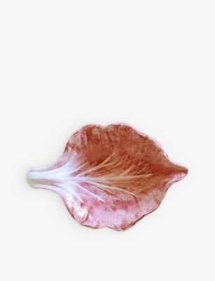 Les Ottomans Radicchio Leaf-shape Small Ceramic Bowl 23 X 23cm In Multi