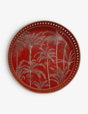 LES OTTOMANS: Flora hand-painted iron tray 28cm