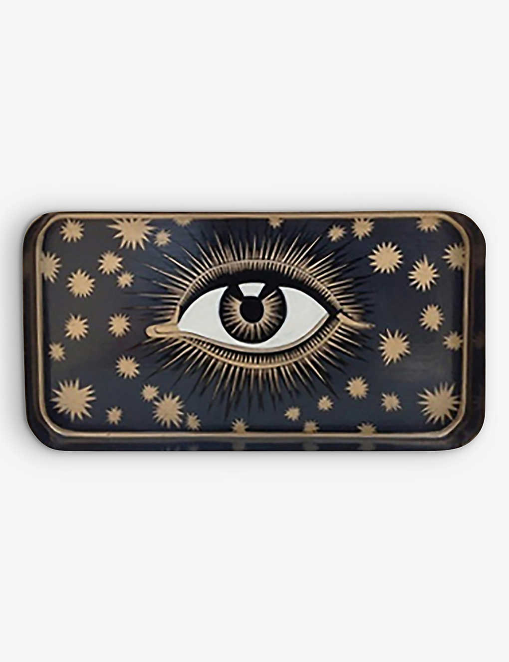 Les Ottomans Eye Hand-painted Iron Tray 17x32cm In Black