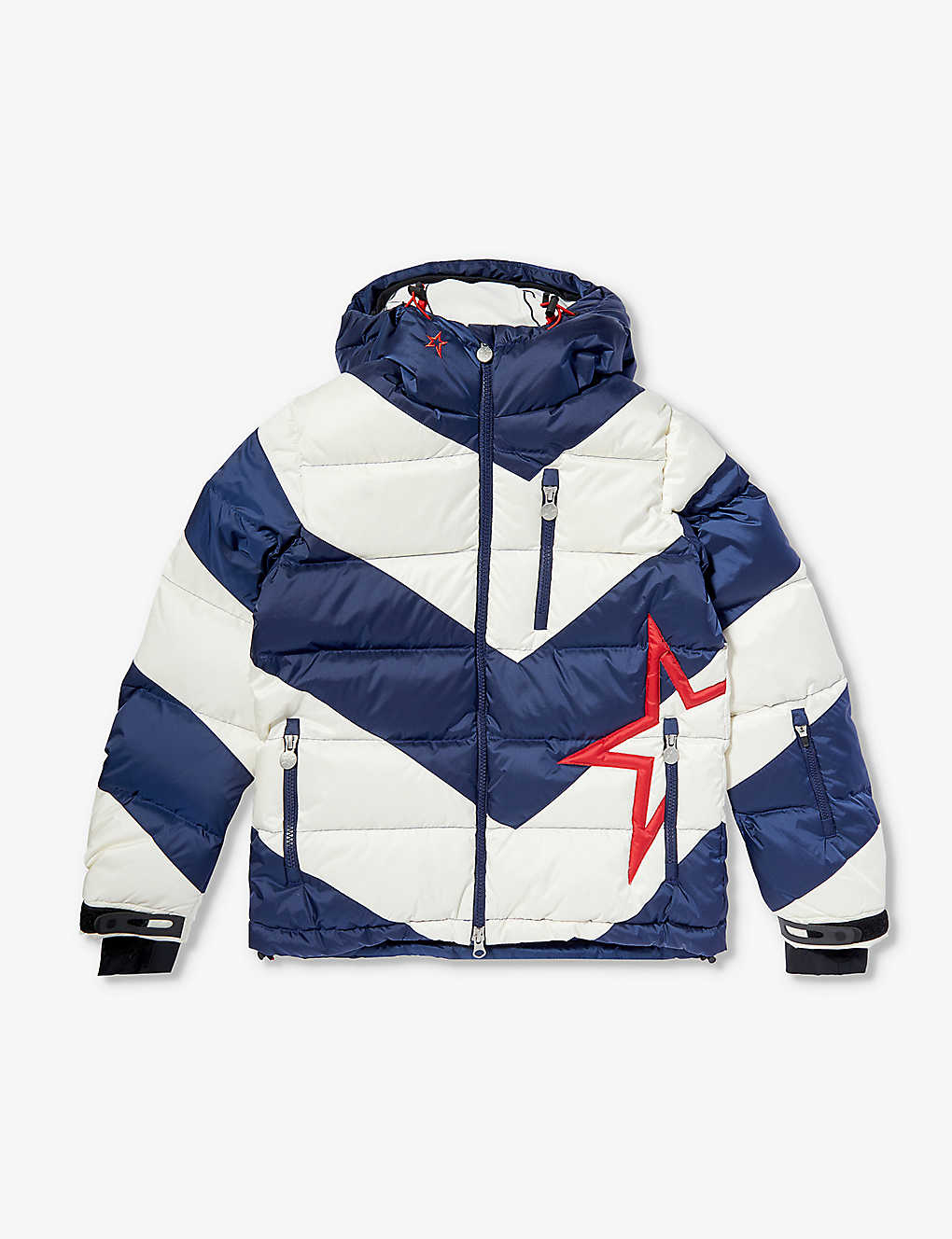 Perfect Moment Kids' Super Mojo Star-print Shell-down Jacket 6-14 Years In Navy/ Snow White