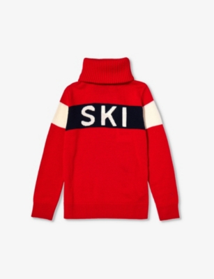 Perfect Moment Ski-print Roll Neck Jumper In Red