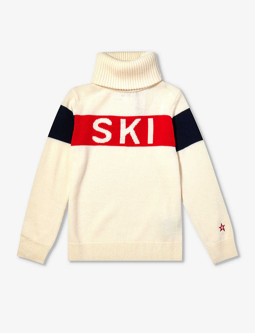 PERFECT MOMENT PERFECT MOMENT GIRLS SNOW WHITE KIDS SKI-INTARSIA ROLL-NECK VIRGIN-WOOL JUMPER 2-16 YEARS
