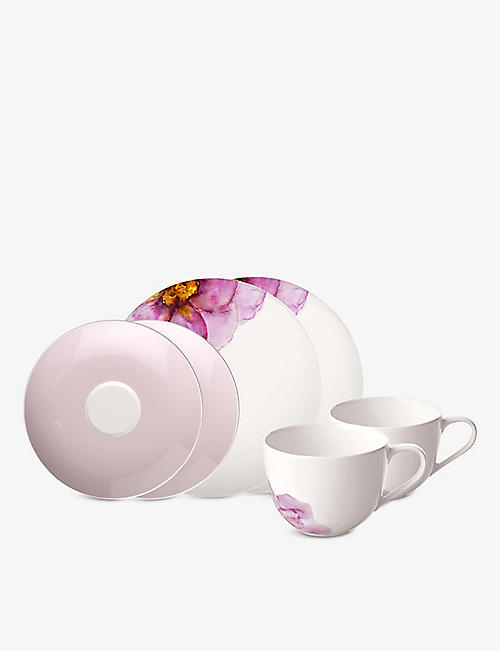VILLEROY & BOCH: Rose Garden porcelain coffee set of six