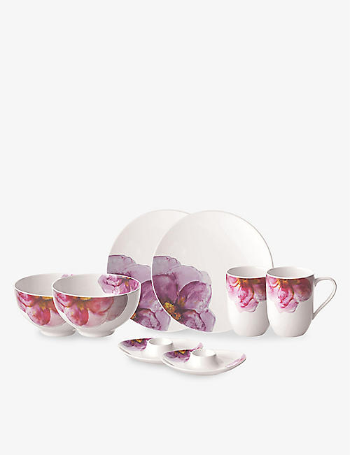 VILLEROY & BOCH: Rose Garden porcelain breakfast set of eight