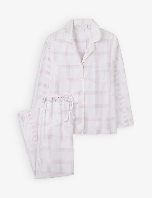 THE WHITE COMPANY: Checked long-sleeve brushed-cotton pyjamas