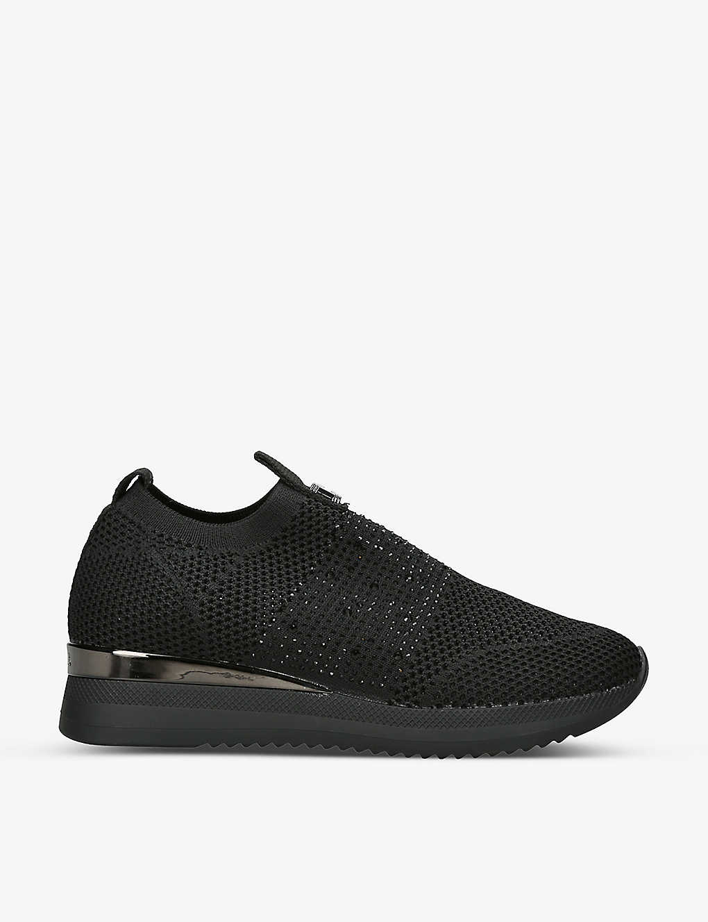 Carvela Janeiro 2 Crystal-embellished Knitted Trainers In Black/comb
