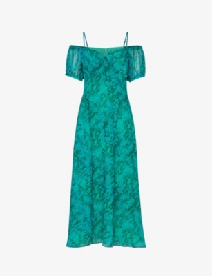 Whistles Snakeskin-print Recycled-polyester Midi Dress In Multi-coloured