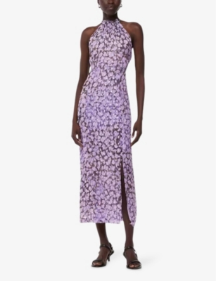 WHISTLES: Floral metallic-print woven midi dress