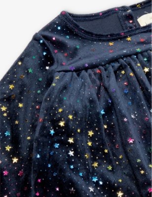 Shop Konges Slojd Jungle Glitter Star-pattern Stretch-recycled Polyester Dress 3-18 Months In Etoile Multi Sparkle