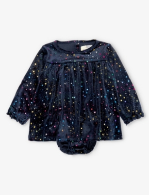 Konges Slojd Babies'  Etoile Multi Sparkle Jungle Glitter Star-pattern Stretch-recycled Polyester Dress 3-18