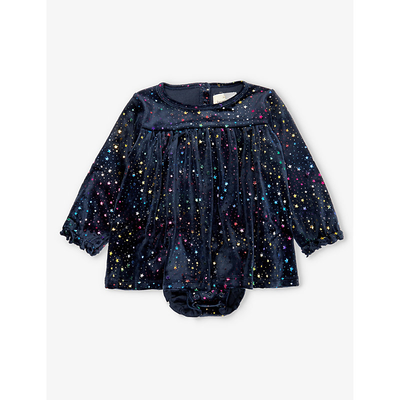 Konges Slojd Babies'  Etoile Multi Sparkle Jungle Glitter Star-pattern Stretch-recycled Polyester Dress 3-18