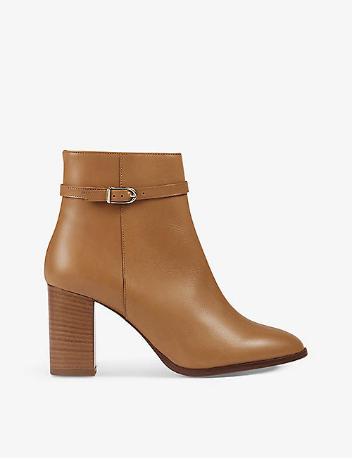 LK BENNETT: Bryony strap-embellished leather heeled boots