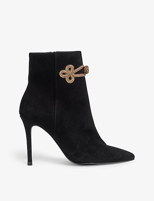 LK BENNETT: Delphine suede heeled ankle boots