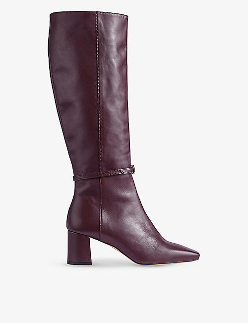LK BENNETT: Sylvia buckle-embellished leather heeled boots