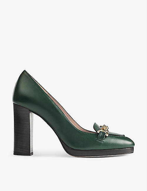 LK BENNETT: Attley leather heeled loafers