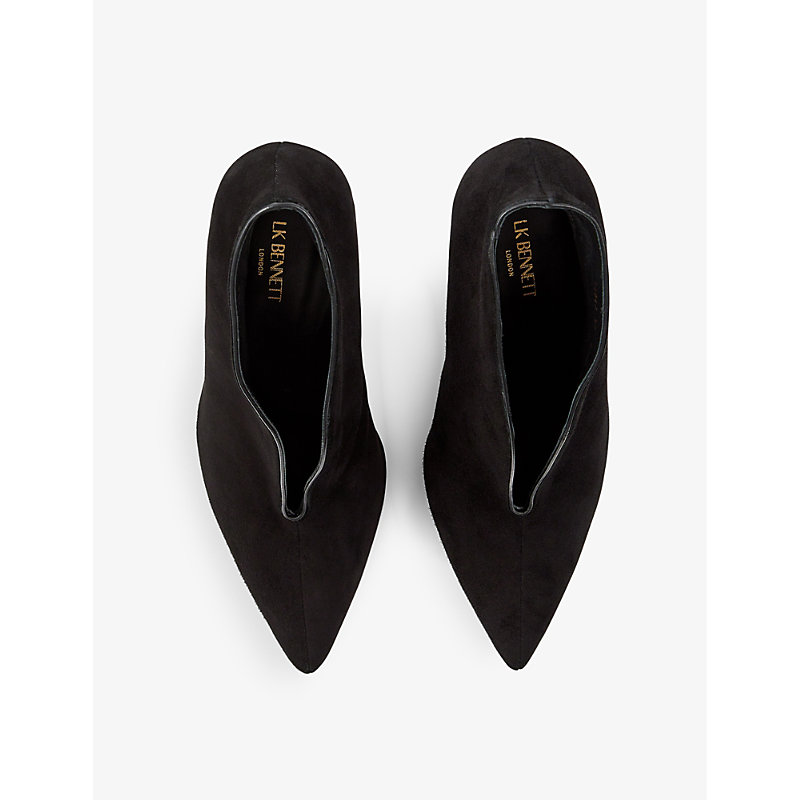 Shop Lk Bennett Womens Bla-black Kyra V-front Heeled Suede Shoe Boots