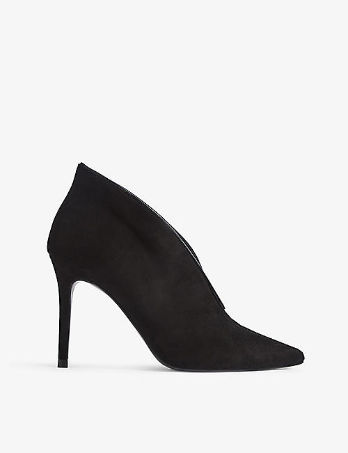 LK BENNETT: Kyra V-front heeled suede shoe boots