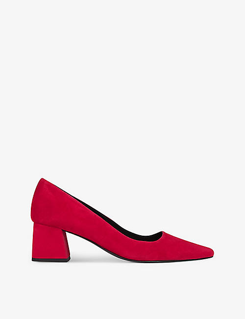 LK BENNETT: Sloane Pointed block-heel suede heeled courts