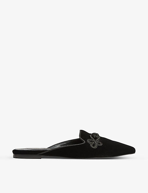 LK BENNETT: Delta embroidered-brocade backless velvet slippers
