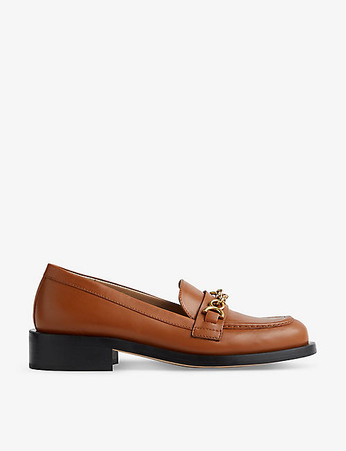 LK BENNETT: Soraya chain-embellished leather loafers