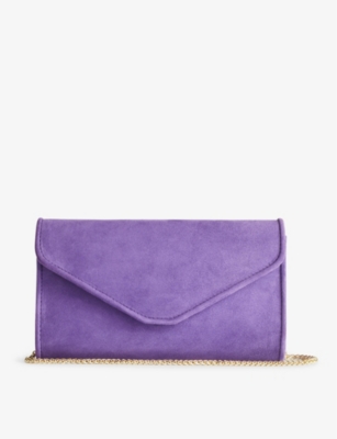Lk Bennett Womens Pur-plum Dominica Suede Clutch Bag