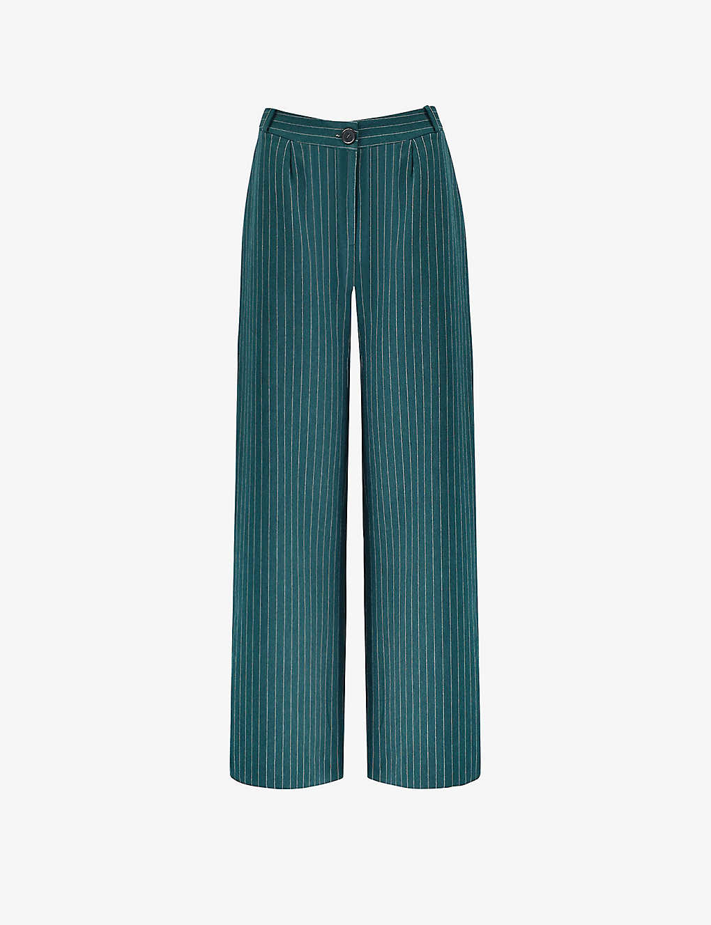 Ro&zo Wide-leg High-rise Pinstripe Woven Trousers In Green