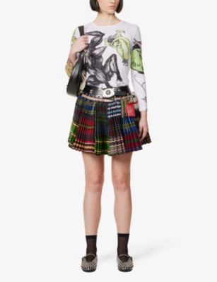 Shop Chopova Lowena Women's Multi Hanger Tartan-pattern Wool Mini Skirt