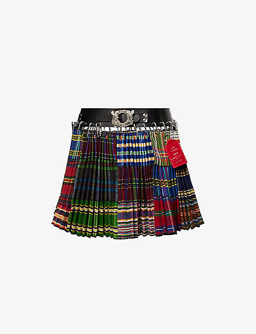 CHOPOVA LOWENA: Hanger tartan-pattern wool mini skirt