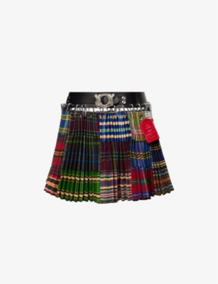 Shop Chopova Lowena Women's Multi Hanger Tartan-pattern Wool Mini Skirt